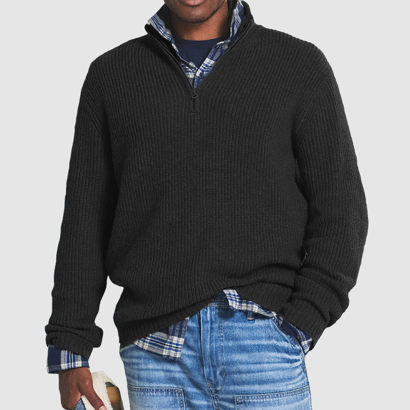 Heren Half-Zip Gebreide Trui – Zakelijke Casual Stijl voor Comfort en Klasse