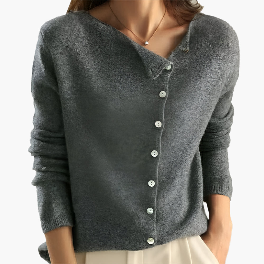 Dames Casual Cardigan met Asymmetrische Knoopsluiting – Comfortabele Stijl voor Elke Gelegenheid