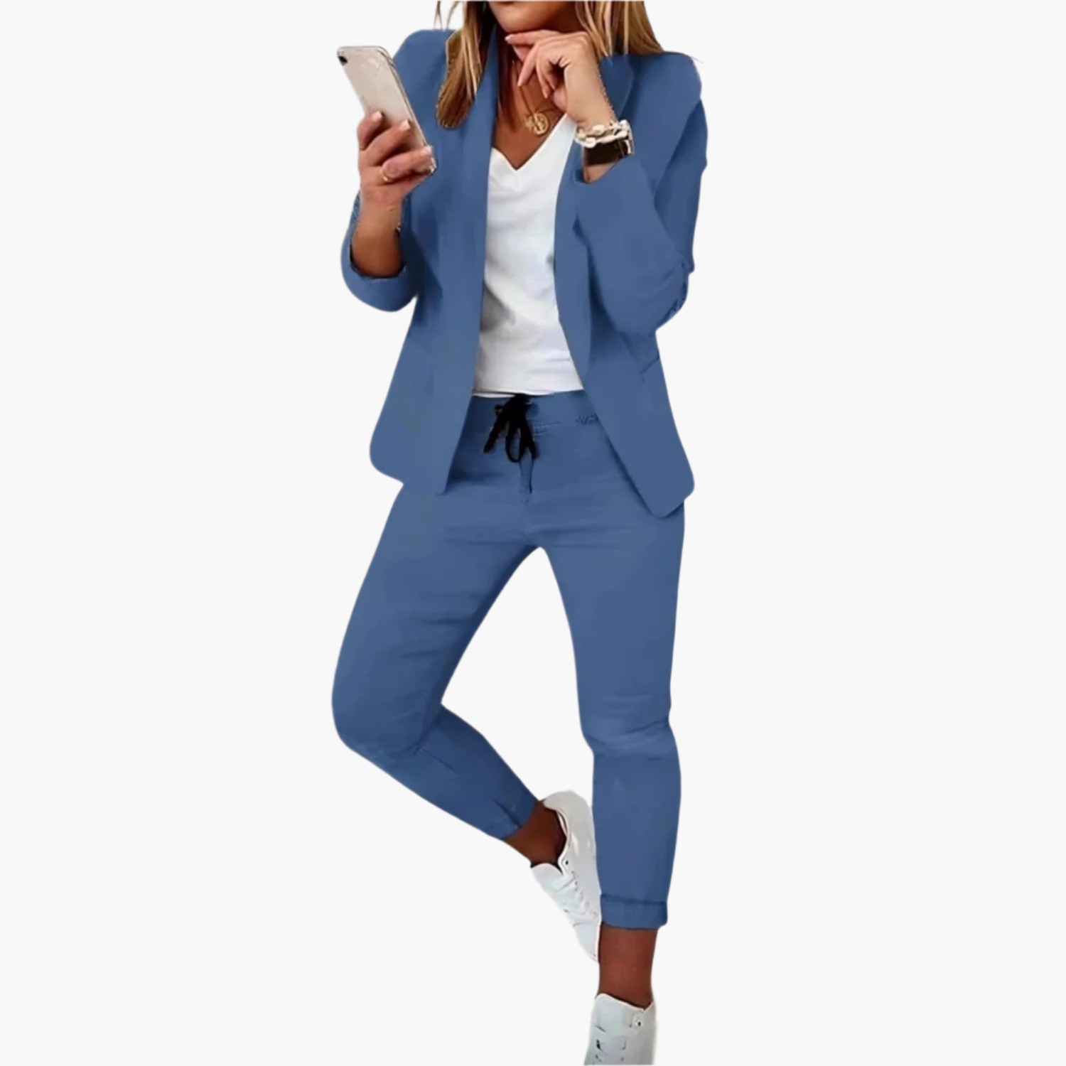 Dames Blazer en Joggingbroek Set – Stijlvol en Comfortabel Pak voor Werk en Vrije Tijd