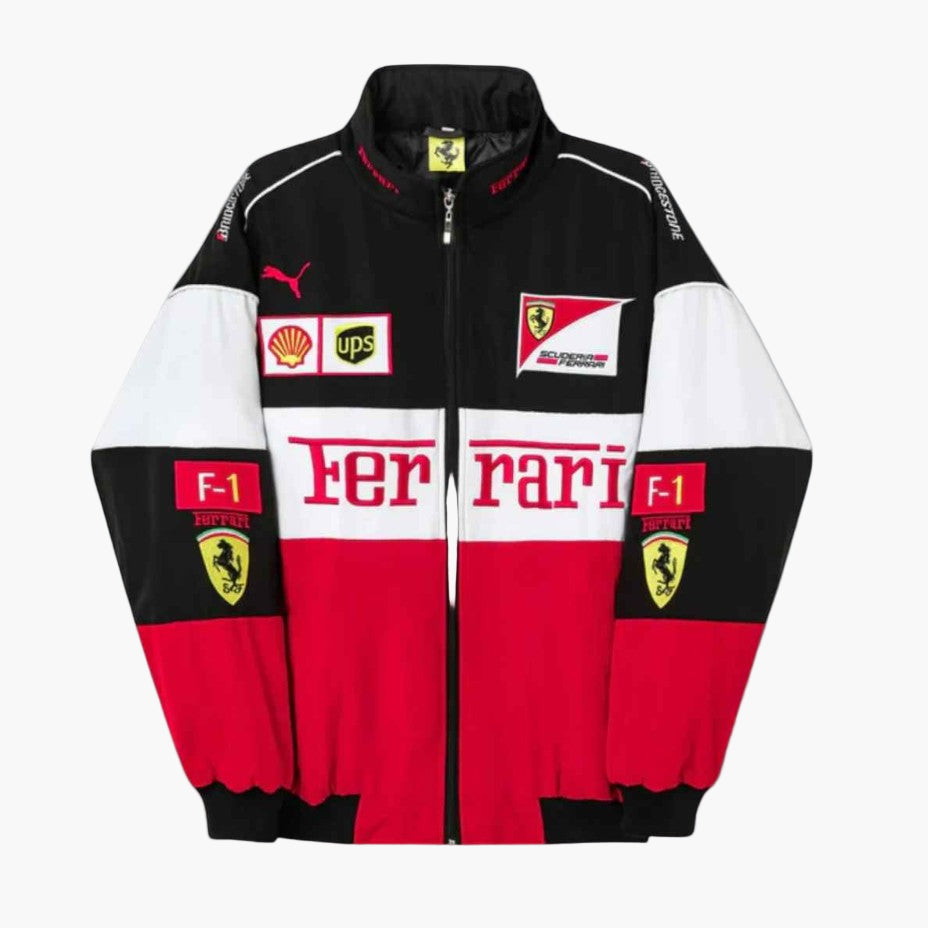 Unisex Ferrari Racing Jas Vintage Motorsport Stijl – Iconische Autosport Look