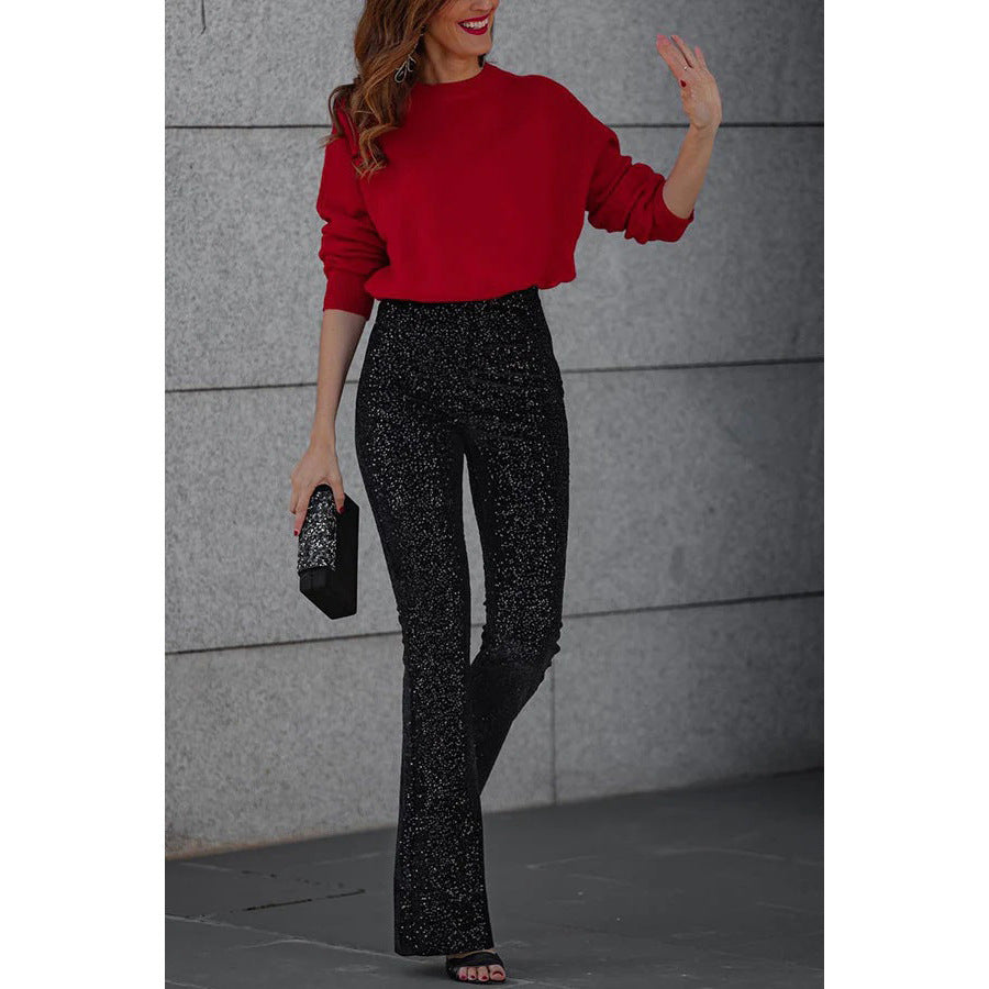 Tara – Paillettenkleding met Elastische Taille en Uitlopende Pijpen
