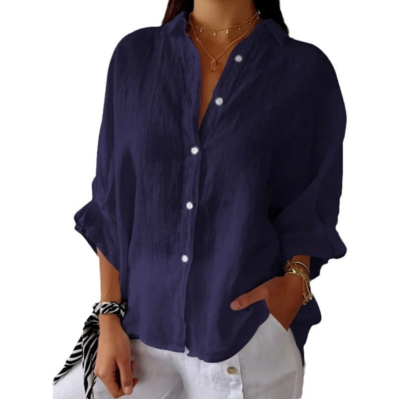 Losvallende dames blouse met lange mouwen – stijlvolle button-down shirt en tuniek top voor elke dag