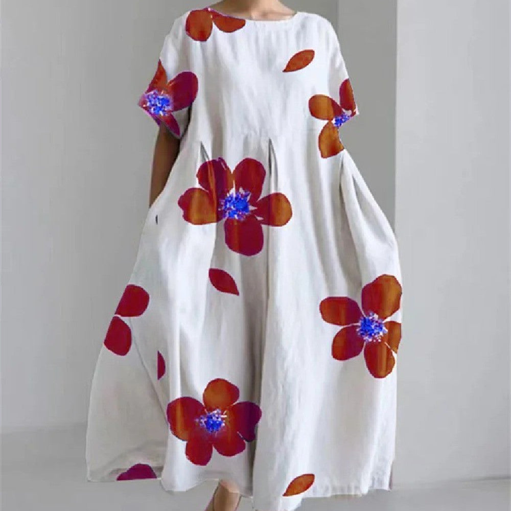 Lydia – Retro Stijl Lange Jurk met Kunstzinnig Geometrisch Patroon