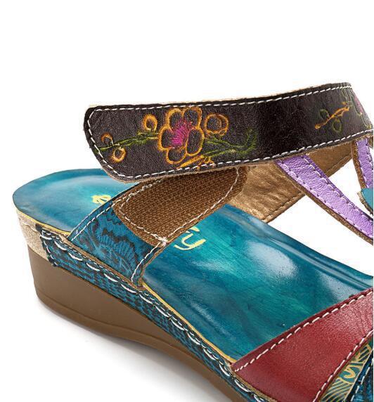 Hayley – Hakken Slippers met Etnische Bloemen voor Dames