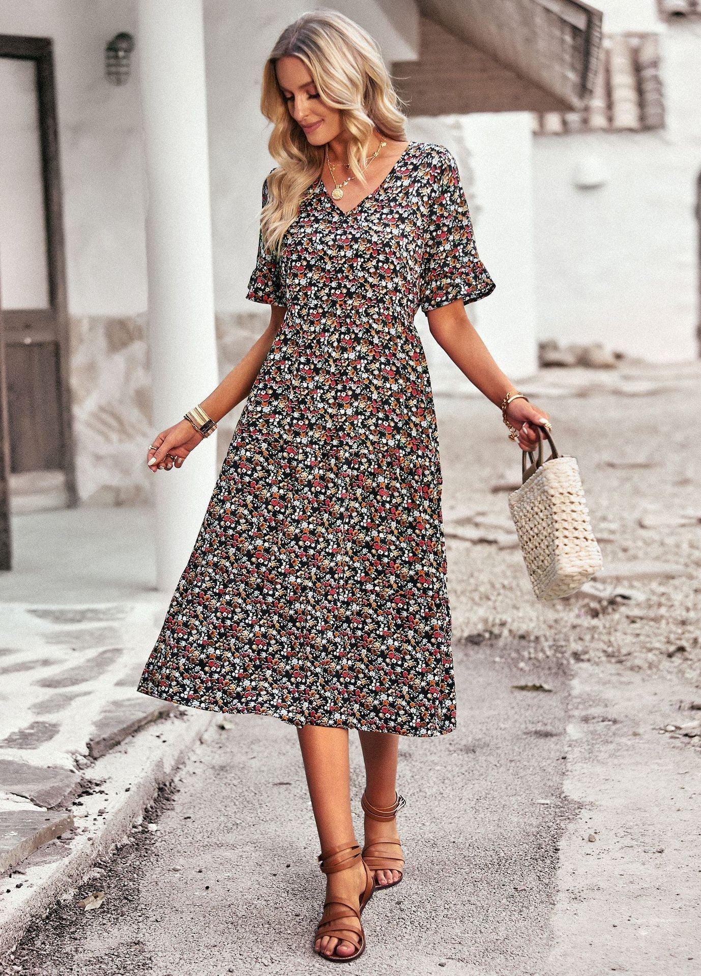 Stephanie – Elegante V-hals Jurk voor Vrouwen