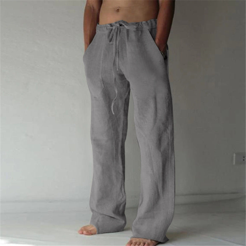 Men's lounge pants – comfortabele wijde broek met hoge taille en trekkoord – casual broek voor heren