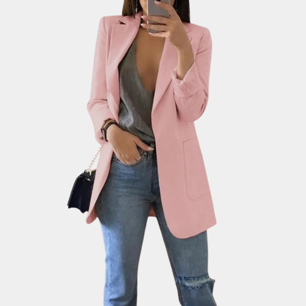 Dames Lange Blazer – Elegante Nette Stijl voor Werk en Vrije Tijd