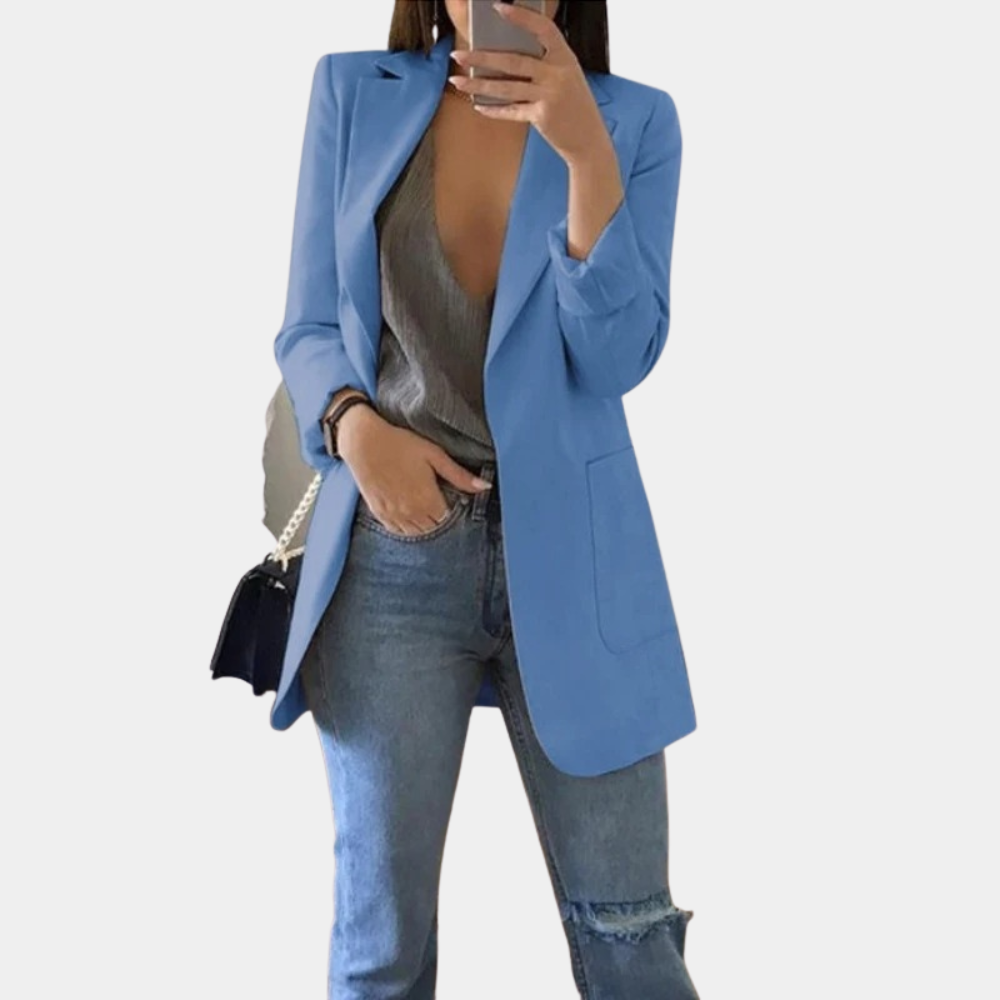Dames Lange Blazer – Elegante Nette Stijl voor Werk en Vrije Tijd