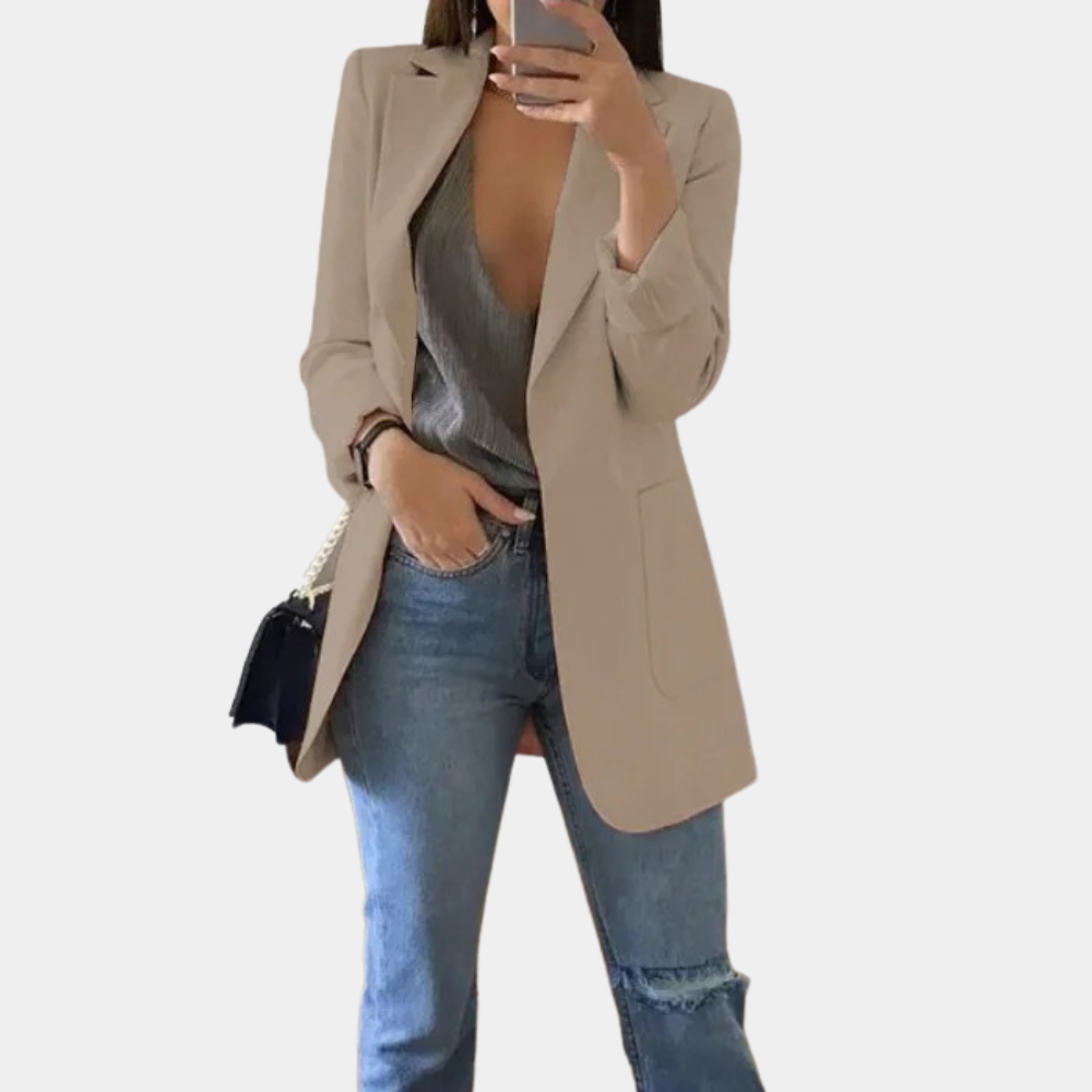 Dames Lange Blazer – Elegante Nette Stijl voor Werk en Vrije Tijd