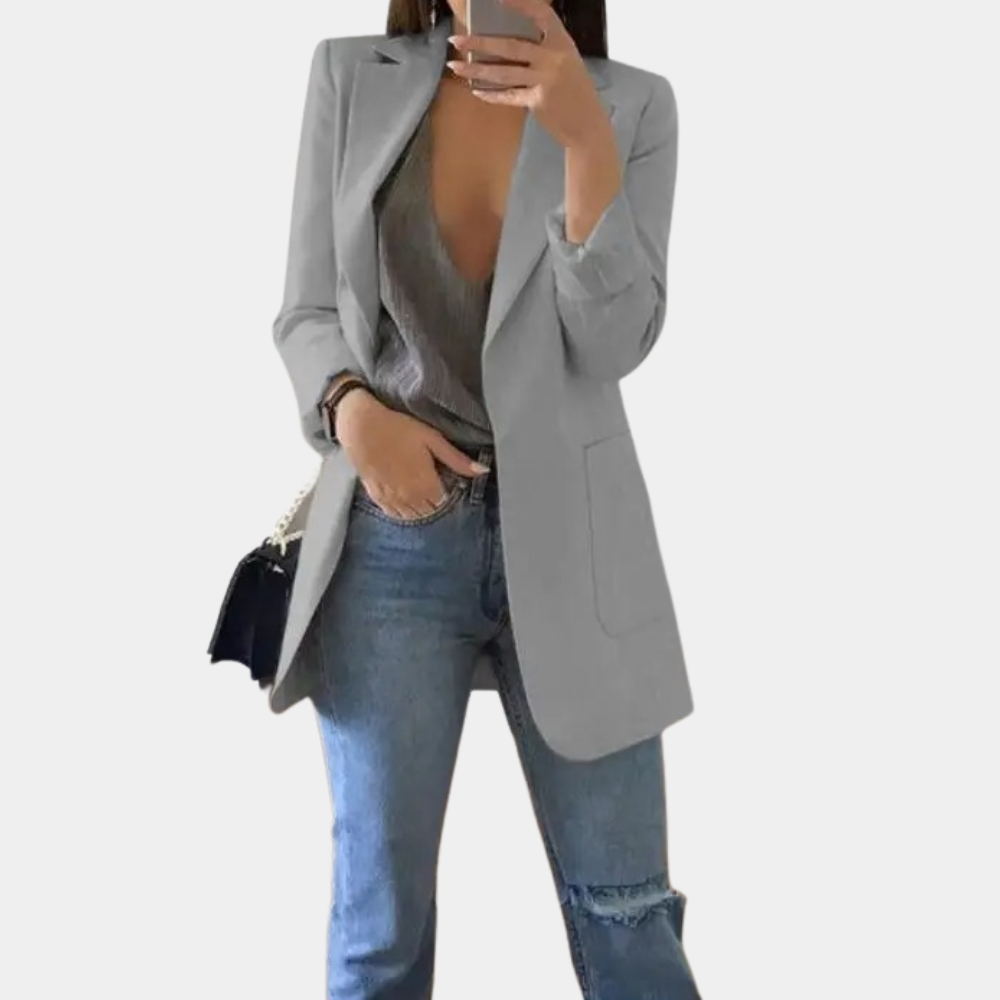 Dames Lange Blazer – Elegante Nette Stijl voor Werk en Vrije Tijd