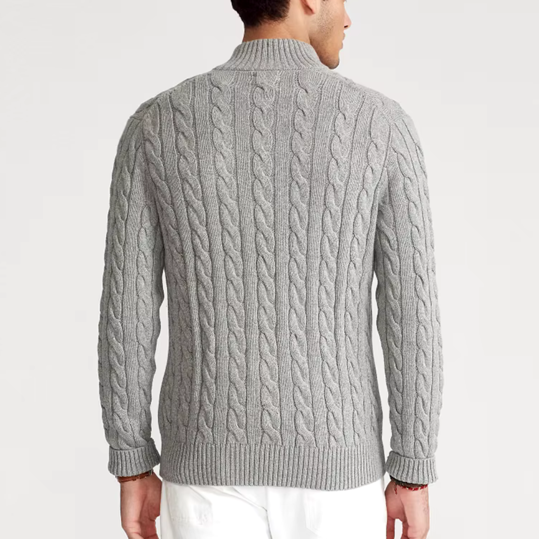 Heren Half-Zip Kabeltrui – Luxe Klassieke Stijl voor Comfort en Elegantie