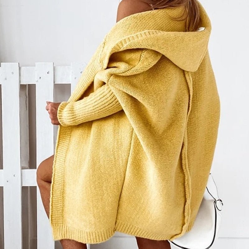 Dames Gebreide Oversized Cardigan met Capuchon – Comfortabele en Stijlvolle Keuze voor de Herfst