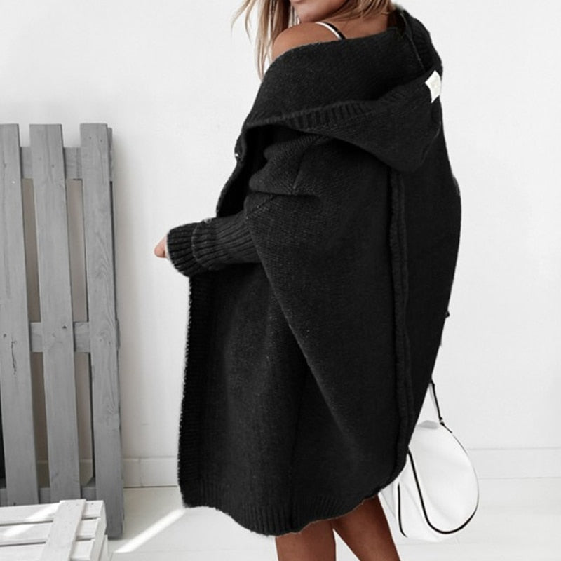 Dames Gebreide Oversized Cardigan met Capuchon – Comfortabele en Stijlvolle Keuze voor de Herfst