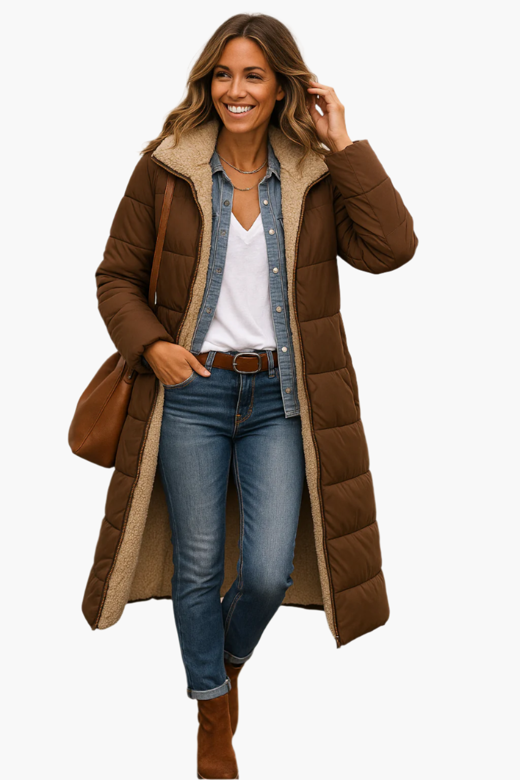 Dames Lange Winterjas Teddy Voering Stijlvol & Warm – Casual & Elegant