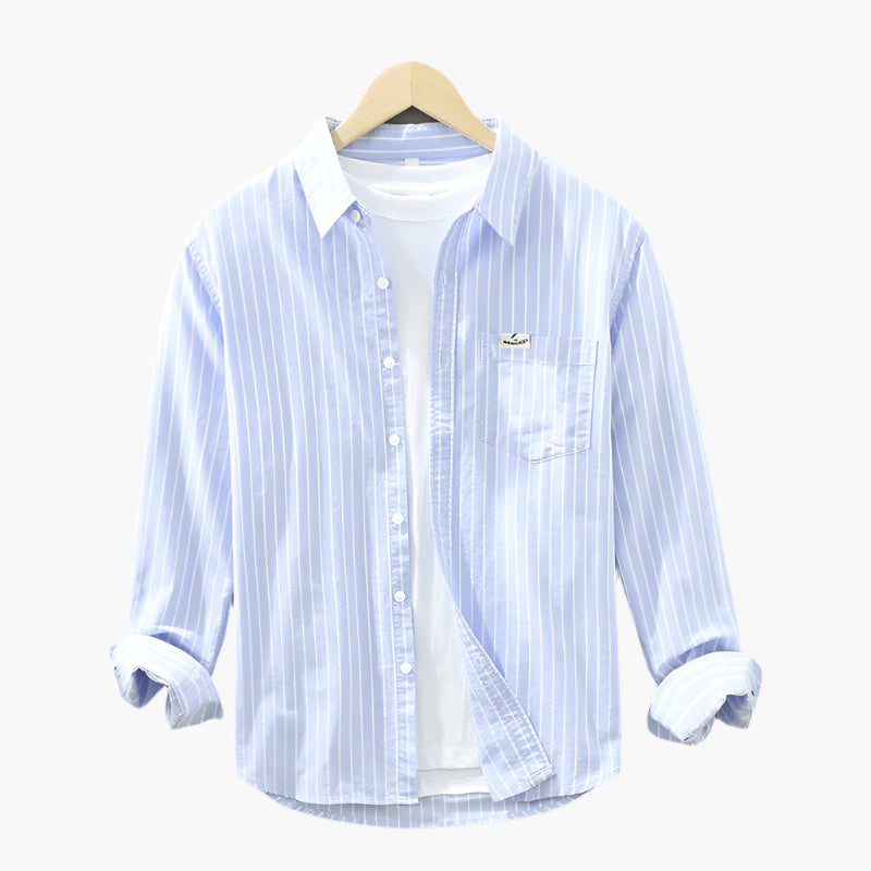 Heren Casual Gestreepte Overhemd – Elegant Comfort voor Zomer & Vrije Tijd