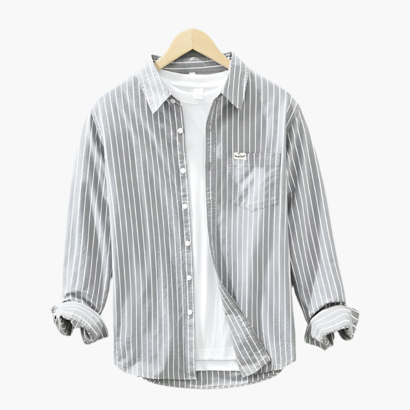 Heren Casual Gestreepte Overhemd – Elegant Comfort voor Zomer & Vrije Tijd