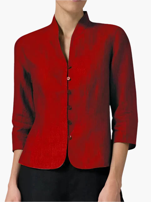 Dames Blazer – Elegante Getailleerde Jas met Opstaande Kraag voor Zakelijke en Feestelijke Gelegenheden