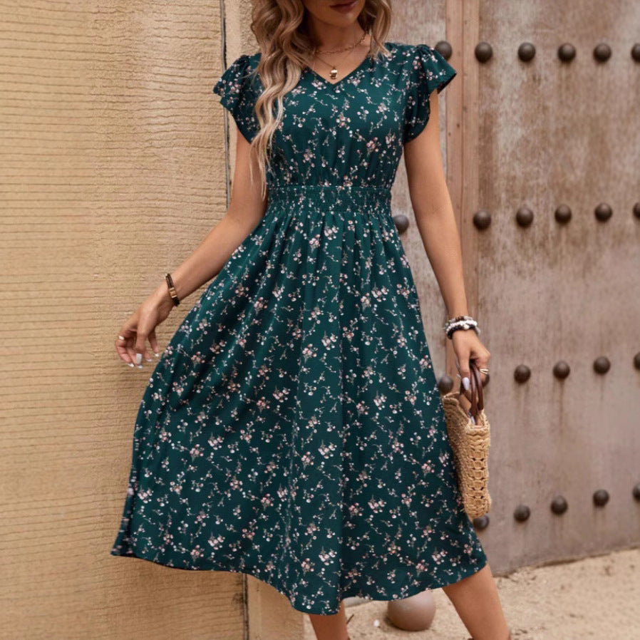 Jane – Elegante V-hals Jurk met Roesjes