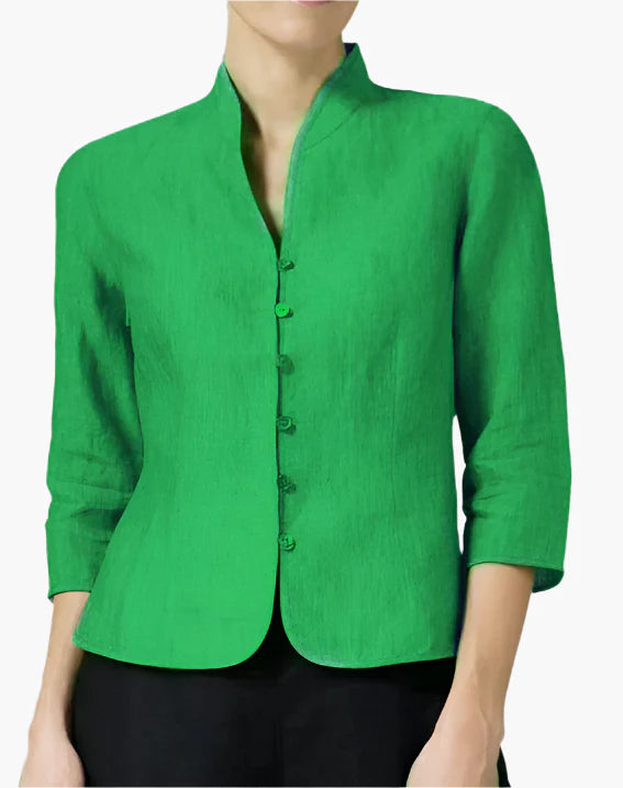 Dames Blazer – Elegante Getailleerde Jas met Opstaande Kraag voor Zakelijke en Feestelijke Gelegenheden