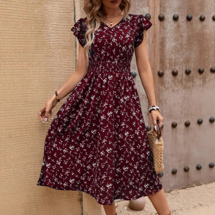 Jane – Elegante V-hals Jurk met Roesjes