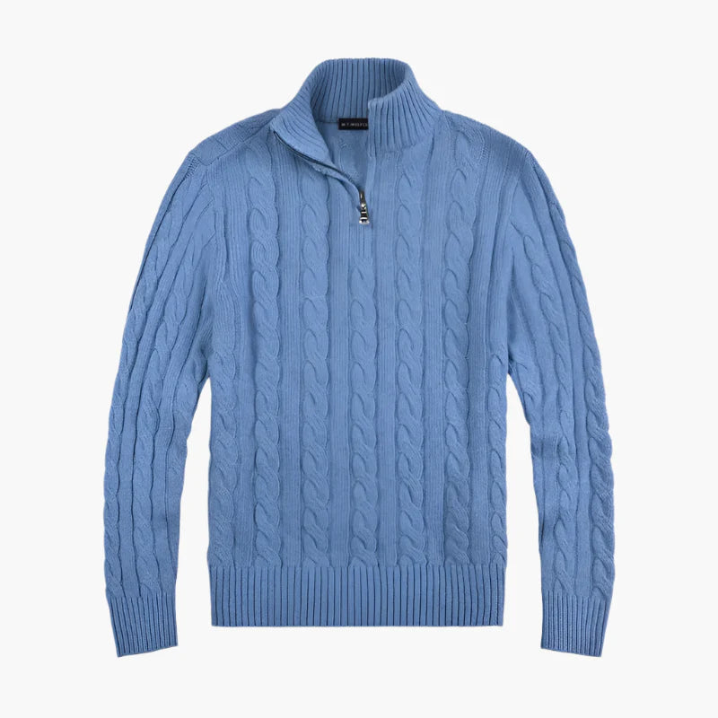 Heren Half-Zip Kabeltrui – Luxe Klassieke Stijl voor Comfort en Elegantie