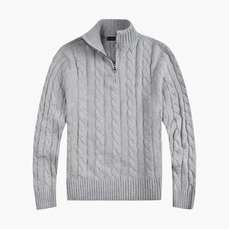 Heren Half-Zip Kabeltrui – Luxe Klassieke Stijl voor Comfort en Elegantie