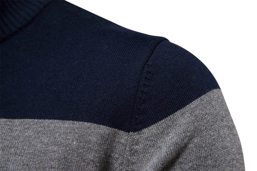 Heren Gebreide Trui met Kwart-Rits – Modieuze Streepdesign – Casual & Zakelijk