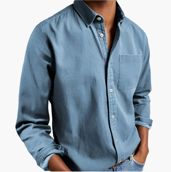Heren Casual Denim Overhemd – Stijlvol Button-Down voor Dagelijks Gebruik