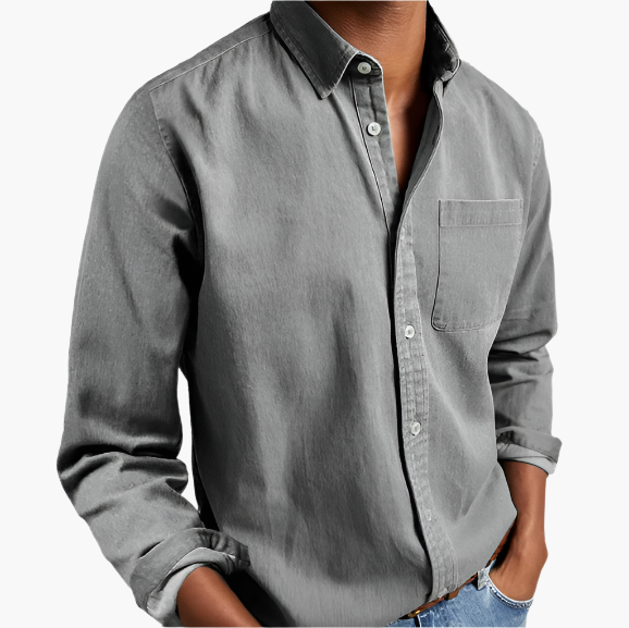 Heren Casual Denim Overhemd – Stijlvol Button-Down voor Dagelijks Gebruik