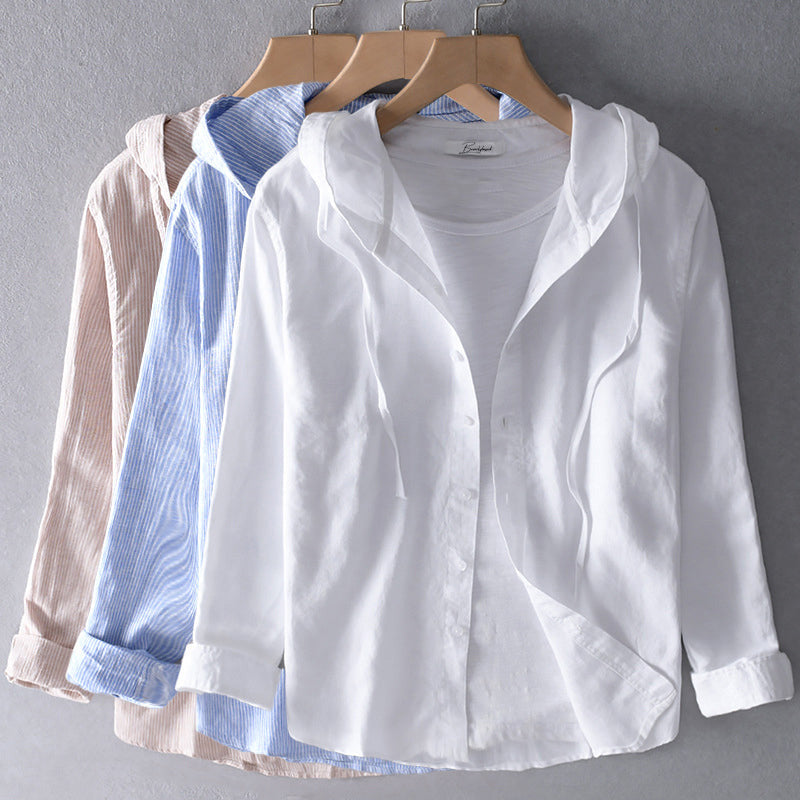 Dames Linnen Blouse met Capuchon – Tijdloze Stijl en Comfort voor Elke Gelegenheid