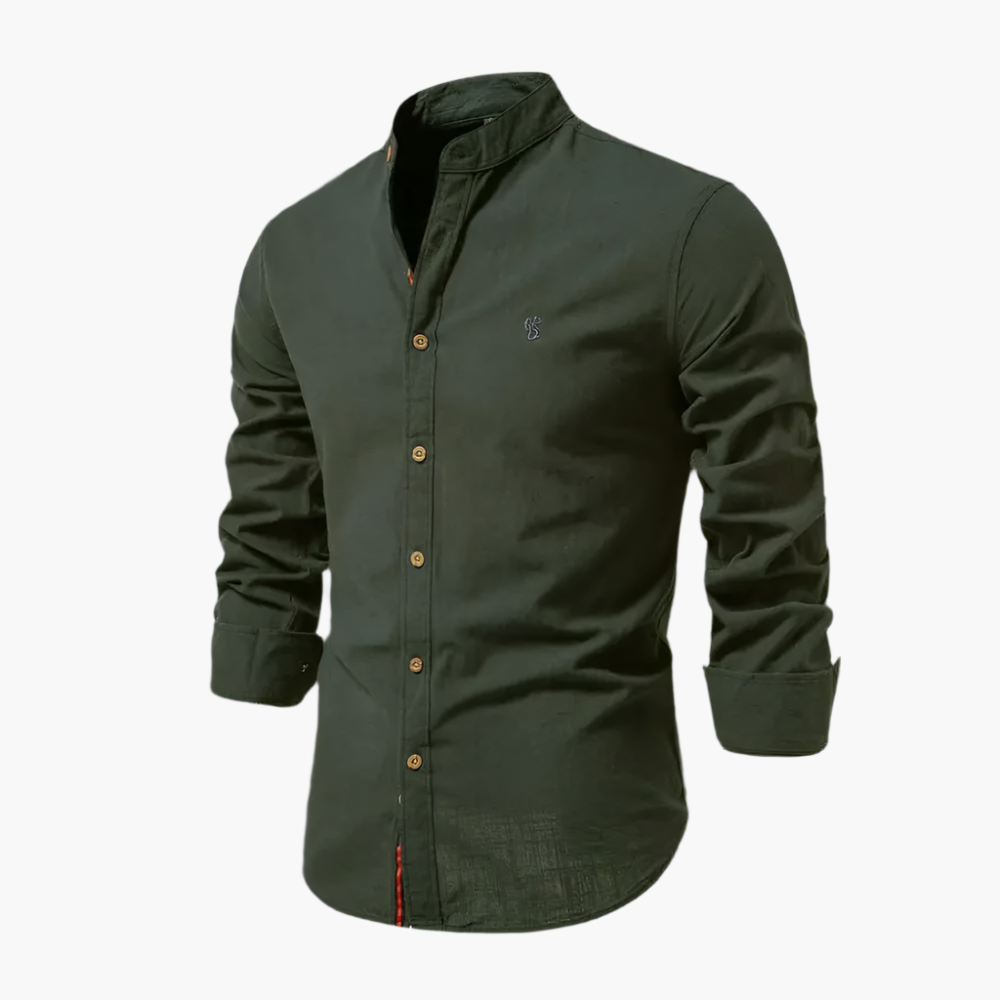 Heren Overhemd Casual Stijlvolle Lange Mouw Kraagloos