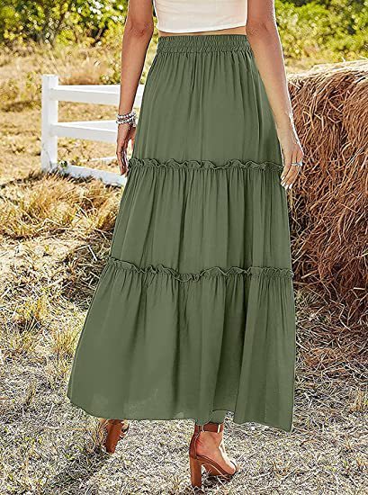 Tanya – Elastische Hoge Taille A-Lijn Geplooide Casual Maxi Jurk
