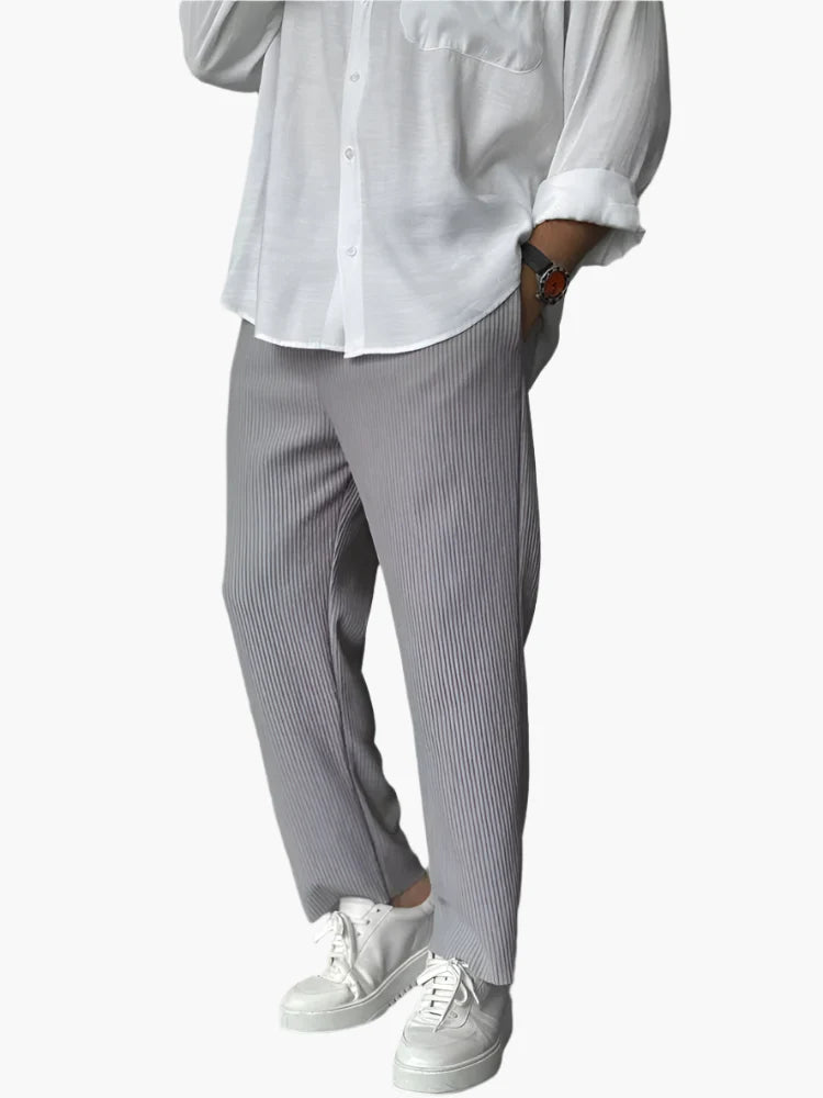 Heren Luxe Comfort Plissé Broek – Elegant en Veelzijdig voor Elke Gelegenheid