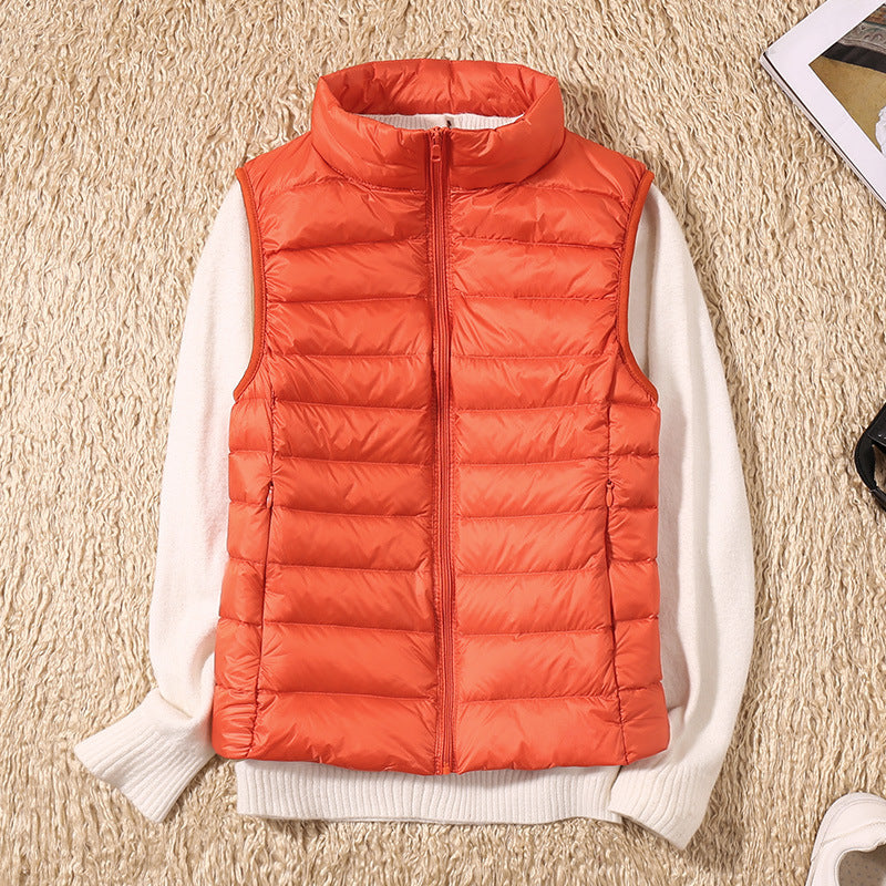 Natasha – Lichte Damesdonzen Bodywarmer met Opstaande Kraag