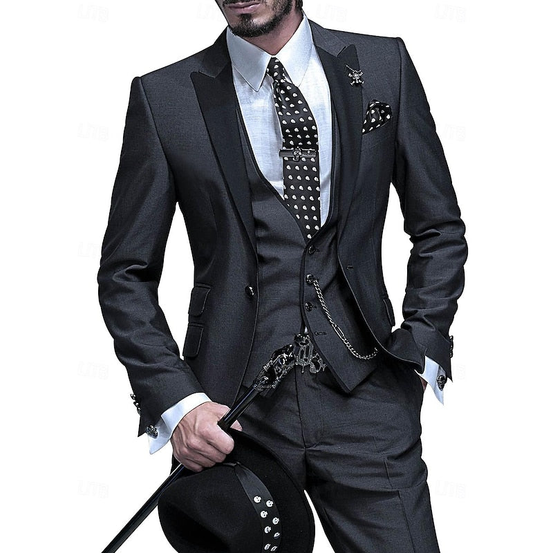 Heren 3-delig Pak – Modern Slim Fit Kostuum voor Feest, Bruiloft & Zakelijk