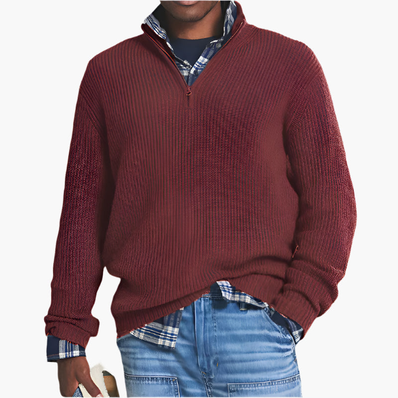 Heren Half-Zip Gebreide Trui – Zakelijke Casual Stijl voor Comfort en Klasse