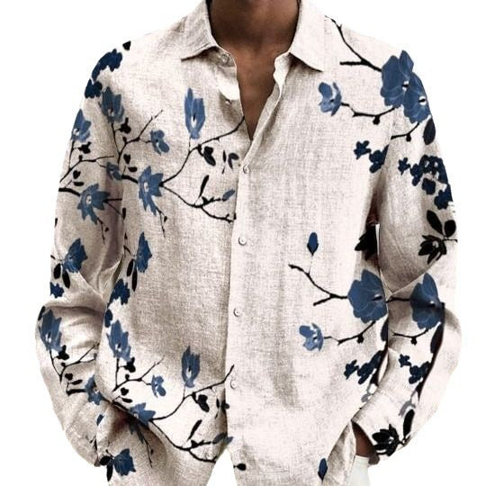 Neil – Casual Overhemd met Muzikale Noten en Bloemen