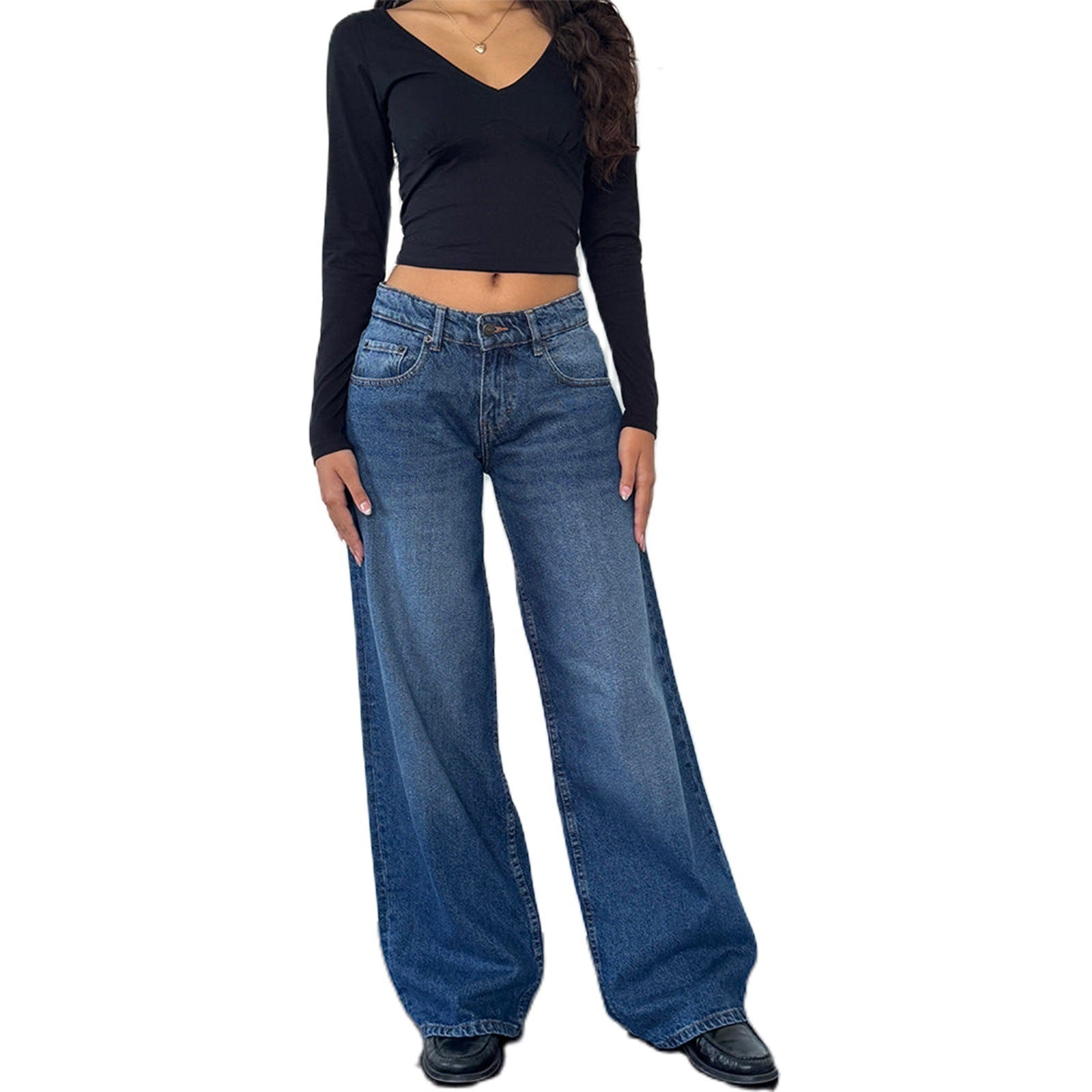 Vanessa – Brede Denim Broek met Vrouwelijke Snit