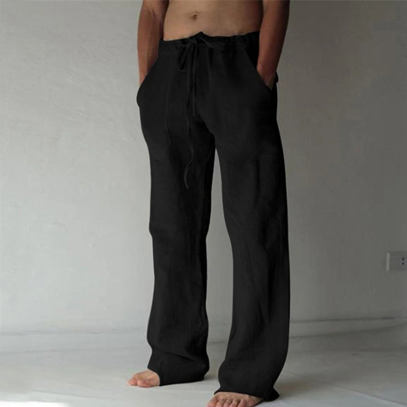 Men's lounge pants – comfortabele wijde broek met hoge taille en trekkoord – casual broek voor heren