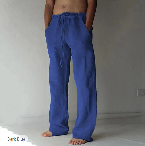 Men's lounge pants – comfortabele wijde broek met hoge taille en trekkoord – casual broek voor heren