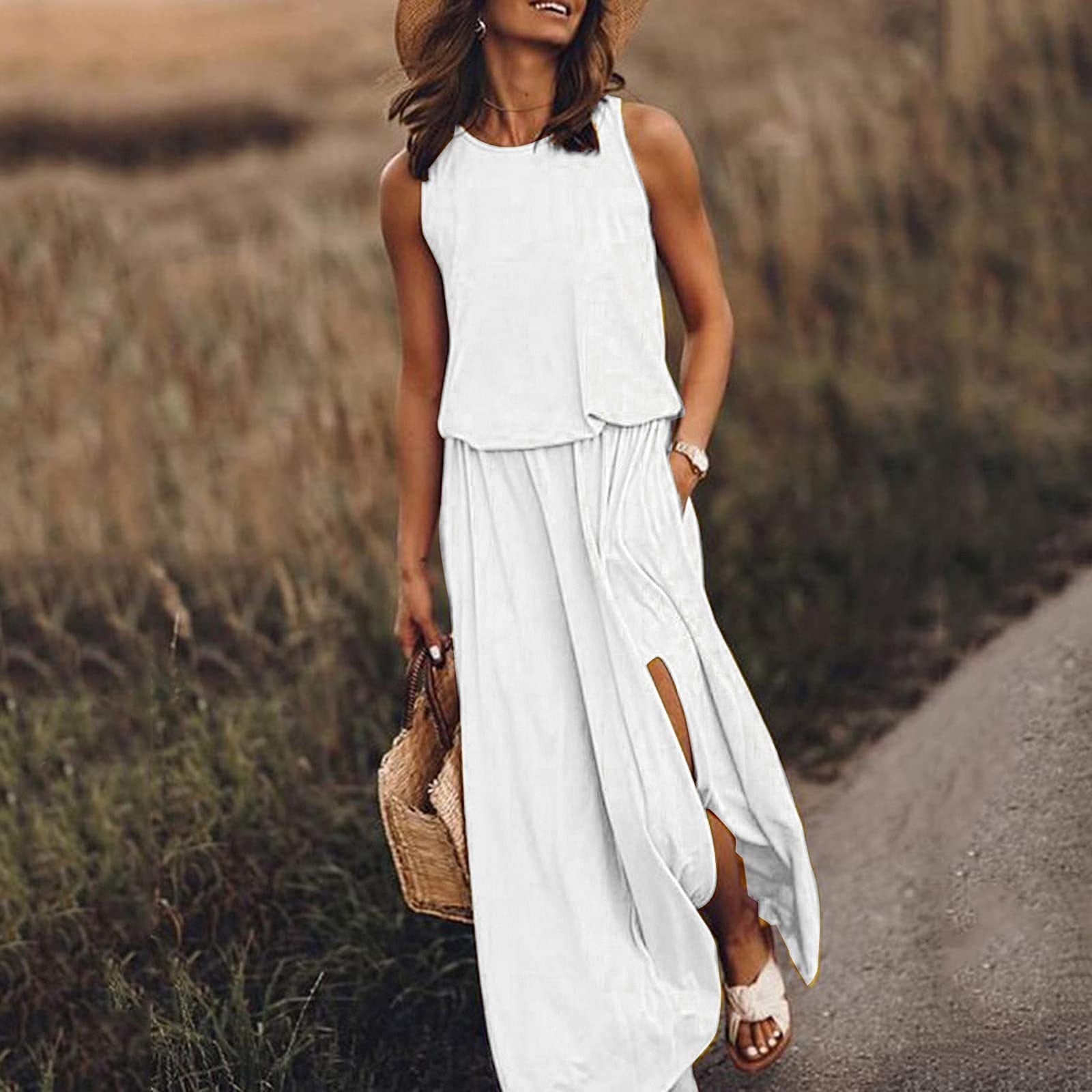 Dames zomerjurk met split – maxi dress voor strand, feest of bruiloft – elegante boho damesjurk in grote maten