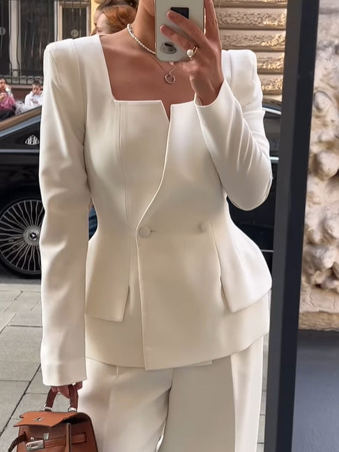 Aidan – Elegante Blazer met Vierkante Kraag
