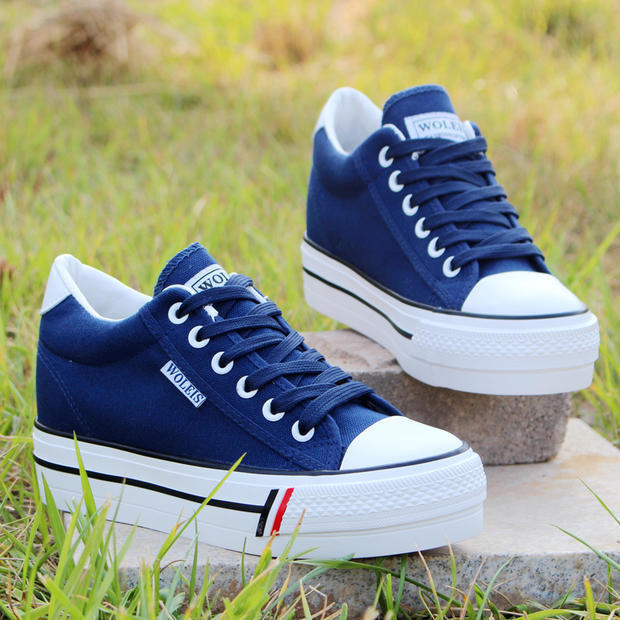 Abigail – Canvas Plateau Sneakers in Wit