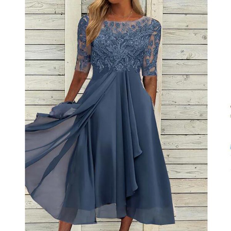 Sophie – Chiffon Stiksels Kant Holle Avondjurk voor Dames