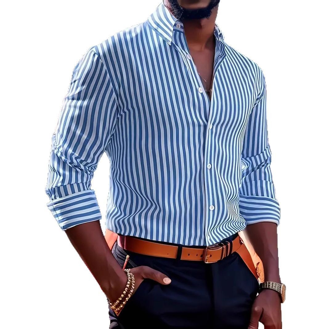 Heren Stijlvolle Gestreepte Overhemd Slim Fit – Zakelijk & Casual
