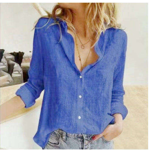 Dames Casual Blouse met Losvallende Pasvorm en Diepe V-Hals – Voor Een Relaxte en Vrouwelijke Look