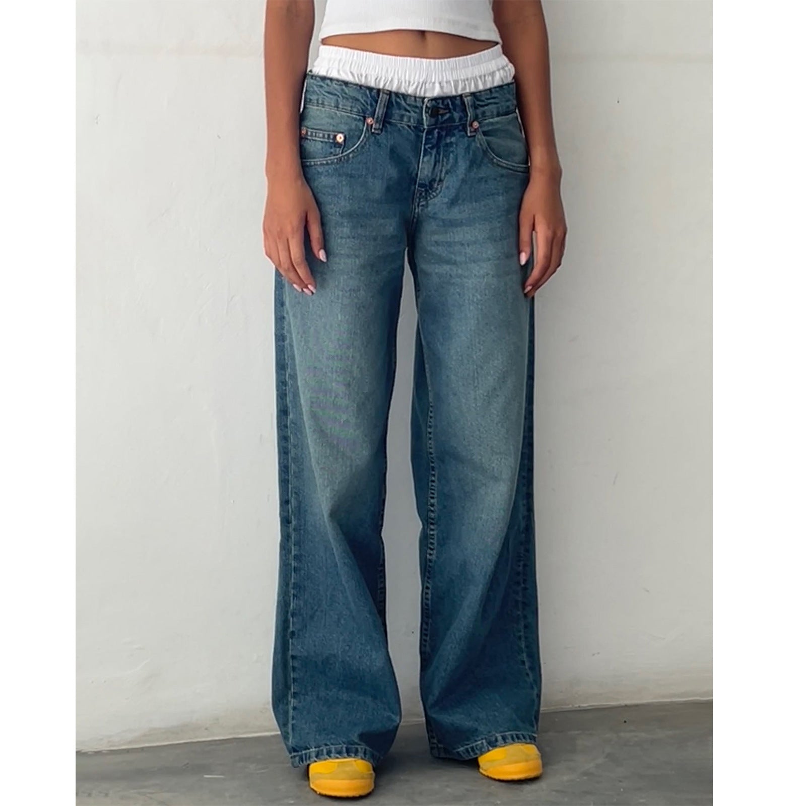 Vanessa – Brede Denim Broek met Vrouwelijke Snit
