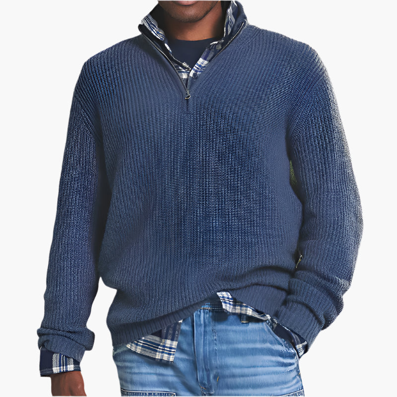 Heren Half-Zip Gebreide Trui – Zakelijke Casual Stijl voor Comfort en Klasse