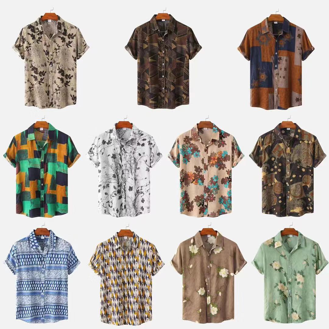 Heren Korte Mouwen Overhemd met Bloemenprint – Casual Stijl voor Zomer en Vakantie