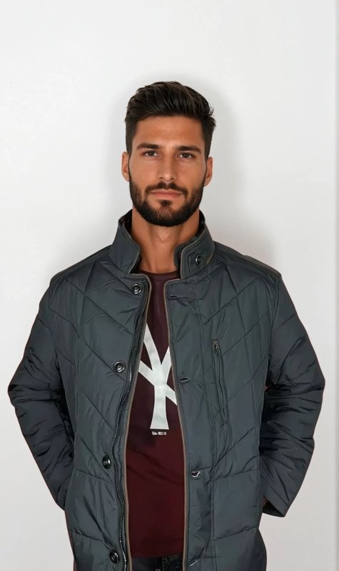Heren Gewatteerde Stijlvolle Jas voor Winter – Moderne Slim Fit Outdoorjas
